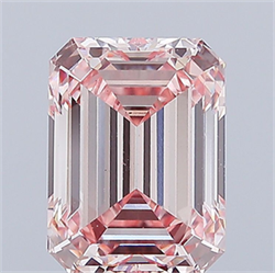 Picture of Lab Grown Diamond 5.07 Carats, Emerald with  Cut, Fancy Intense Pink Color, VS2 Clarity and Certified by IGI