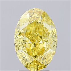 Picture of Lab Grown Diamond 2.11 Carats, Oval with  Cut, Fancy Vivid Yellow Color, VS1 Clarity and Certified by IGI