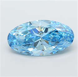 Picture of Lab Grown Diamond 4.00 Carats, Oval with  Cut, Fancy Vivid Blue Color, VS1 Clarity and Certified by IGI