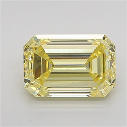 Picture of Lab Grown Diamond 1.42 Carats, Emerald with  Cut, Fancy Intense Yellow Color, VS1 Clarity and Certified by IGI