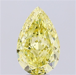 Picture of Lab Grown Diamond 5.85 Carats, Pear with  Cut, Fancy Intense Yellow Color, VS1 Clarity and Certified by IGI