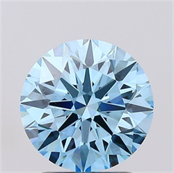 Picture of Lab Grown Diamond 2.02 Carats, Round with Ideal Cut, Fancy Vivid Blue Color, VS1 Clarity and Certified by IGI