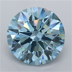 Picture of Lab Grown Diamond 4.63 Carats, Round with Ideal Cut, Fancy Vivid Blue Color, VS1 Clarity and Certified by IGI