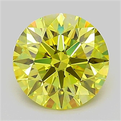Picture of Lab Grown Diamond 1.67 Carats, Round with Ideal Cut, Fancy Intense Yellow Color, VS2 Clarity and Certified by IGI
