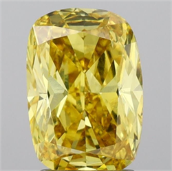 Picture of Lab Grown Diamond 1.76 Carats, CUSHION MODIFIED with  Cut, Fancy Vivid Yellow Color, VS1 Clarity and Certified by IGI