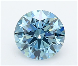 Picture of Lab Grown Diamond 1.24 Carats, Round with Ideal Cut, Fancy Vivid Blue Color, VVS2 Clarity and Certified by IGI