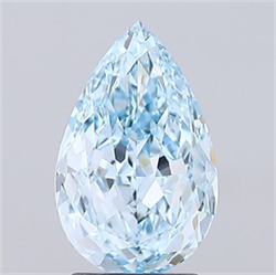 Picture of Lab Grown Diamond 3.01 Carats, Pear with  Cut, Fancy Vivid Blue Color, VS1 Clarity and Certified by IGI