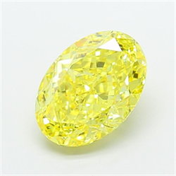 Picture of Lab Grown Diamond 2.70 Carats, Oval with  Cut, Fancy Vivid Yellow Color, VVS2 Clarity and Certified by IGI