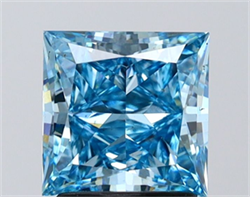 Picture of Lab Grown Diamond 2.02 Carats, Princess with  Cut, Fancy Vivid Blue Color, VVS2 Clarity and Certified by IGI