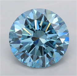 Picture of Lab Grown Diamond 2.43 Carats, Round with Excellent Cut, Fancy Vivid Blue Color, VVS2 Clarity and Certified by IGI