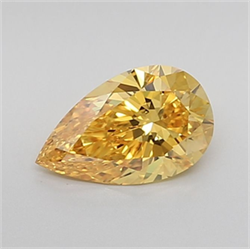 Picture of Lab Grown Diamond 1.53 Carats, Pear with  Cut, Fancy Vivid Yellow Color, IF Clarity and Certified by IGI