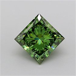 Picture of Lab Grown Diamond 1.87 Carats, Princess with  Cut, Fancy Vivid Green Color, VVS2 Clarity and Certified by IGI