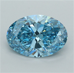 Picture of Lab Grown Diamond 2.02 Carats, Oval with  Cut, Fancy Vivid Blue Color, VVS1 Clarity and Certified by IGI