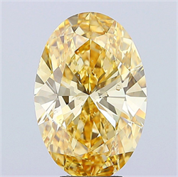 Picture of Lab Grown Diamond 7.00 Carats, Oval with  Cut, Fancy Intense Yellow Color, VS2 Clarity and Certified by IGI