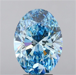 Picture of Lab Grown Diamond 5.03 Carats, Oval with  Cut, Fancy Vivid Blue Color, VS2 Clarity and Certified by IGI