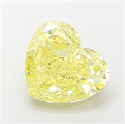 Picture of Lab Grown Diamond 4.14 Carats, Heart with  Cut, Fancy Vivid Yellow Color, VS2 Clarity and Certified by IGI