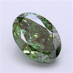 Picture of Lab Grown Diamond 2.52 Carats, Oval with  Cut, Fancy Vivid Green Color, VVS1 Clarity and Certified by IGI