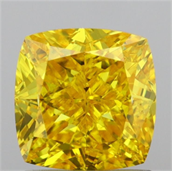 Picture of Lab Grown Diamond 2.03 Carats, CUSHION MODIFIED with  Cut, Fancy Vivid Yellow Color, VVS2 Clarity and Certified by IGI