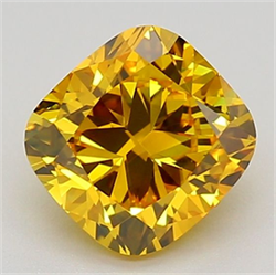 Picture of Lab Grown Diamond 1.49 Carats, CUSHION MODIFIED with  Cut, Fancy Vivid Yellow Color, VS1 Clarity and Certified by IGI