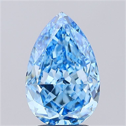 Picture of Lab Grown Diamond 2.96 Carats, Pear with  Cut, Fancy Vivid Blue Color, VS1 Clarity and Certified by IGI