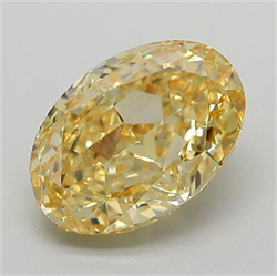 Picture of Lab Grown Diamond 3.02 Carats, Oval with  Cut, Fancy Vivid Yellow Color, VS1 Clarity and Certified by IGI
