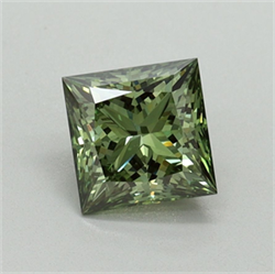 Picture of Lab Grown Diamond 1.21 Carats, Princess with  Cut, Fancy Vivid Green Color, VVS2 Clarity and Certified by IGI
