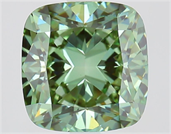 Picture of Lab Grown Diamond 3.01 Carats, CUSHION MODIFIED with  Cut, Fancy Vivid Green Color, VS1 Clarity and Certified by IGI