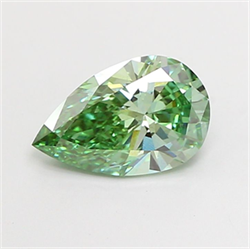 Picture of Lab Grown Diamond 1.50 Carats, Pear with  Cut, Fancy Vivid Green Color, VS1 Clarity and Certified by IGI