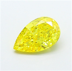Picture of Lab Grown Diamond 1.52 Carats, Pear with  Cut, Fancy Vivid Yellow Color, VS1 Clarity and Certified by IGI
