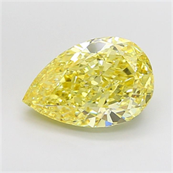 Picture of Lab Grown Diamond 5.01 Carats, Pear with  Cut, Fancy Vivid Yellow Color, VS1 Clarity and Certified by IGI