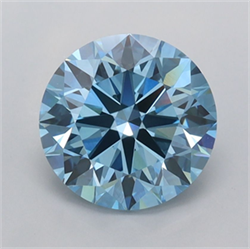 Picture of Lab Grown Diamond 2.00 Carats, Round with Excellent Cut, Fancy Vivid Blue Color, VVS2 Clarity and Certified by IGI