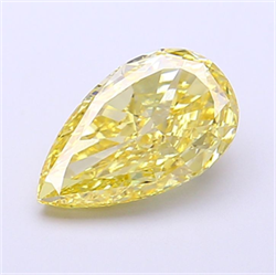 Picture of Lab Grown Diamond 1.73 Carats, Pear with  Cut, Fancy Vivid Yellow Color, VVS2 Clarity and Certified by IGI