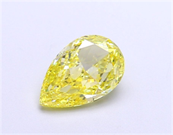 Picture of Lab Grown Diamond 1.30 Carats, Pear with  Cut, Fancy Vivid Yellow Color, IF Clarity and Certified by IGI