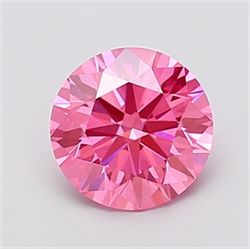 Picture of Lab Grown Diamond 1.70 Carats, Round with Ideal Cut, Fancy Vivid Pink Color, VS1 Clarity and Certified by IGI
