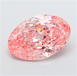 Picture of Lab Grown Diamond 5.19 Carats, Oval with  Cut, Fancy Vivid Pink Color, VVS2 Clarity and Certified by IGI