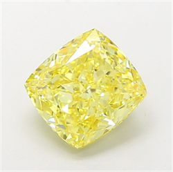 Picture of Lab Grown Diamond 4.04 Carats, CUSHION MODIFIED with  Cut, Fancy Intense Yellow Color, VS1 Clarity and Certified by IGI