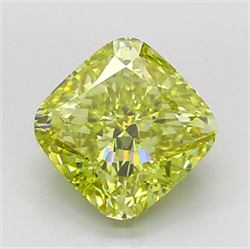 Picture of Lab Grown Diamond 3.50 Carats, CUSHION MODIFIED with  Cut, Fancy Intense Yellow Color, VS1 Clarity and Certified by IGI
