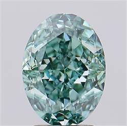 Picture of Lab Grown Diamond 3.04 Carats, Oval with  Cut, Fancy Vivid Green Color, VVS1 Clarity and Certified by IGI