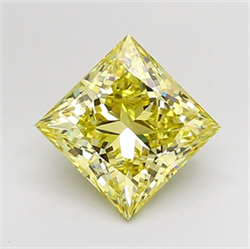 Picture of Lab Grown Diamond 2.57 Carats, Princess with  Cut, Fancy Intense Yellow Color, VS1 Clarity and Certified by IGI