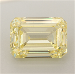 Picture of Lab Grown Diamond 6.10 Carats, Emerald with  Cut, Fancy Intense Yellow Color, VS1 Clarity and Certified by IGI