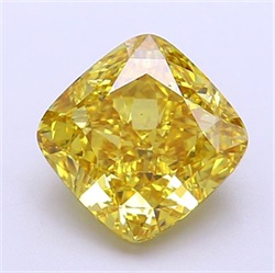 Picture of Lab Grown Diamond 3.05 Carats, CUSHION MODIFIED with  Cut, Fancy Vivid Yellow Color, VS1 Clarity and Certified by IGI