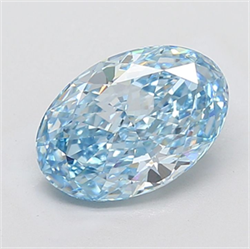 Picture of Lab Grown Diamond 3.52 Carats, Oval with  Cut, Fancy Vivid Blue Color, VS1 Clarity and Certified by IGI