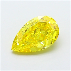 Picture of Lab Grown Diamond 1.70 Carats, Pear with  Cut, Fancy Vivid Yellow Color, VVS2 Clarity and Certified by IGI
