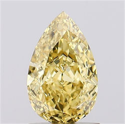 Picture of Lab Grown Diamond 1.21 Carats, Pear with  Cut, Fancy Intense Yellow Color, VS2 Clarity and Certified by IGI