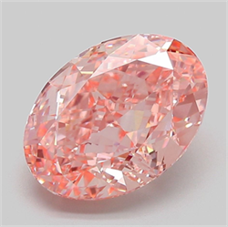 Picture of Lab Grown Diamond 4.38 Carats, Oval with  Cut, Fancy Vivid Pink Color, VVS2 Clarity and Certified by IGI