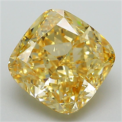 Picture of Lab Grown Diamond 4.27 Carats, CUSHION MODIFIED with  Cut, Fancy Intense Yellow Color, VVS2 Clarity and Certified by IGI