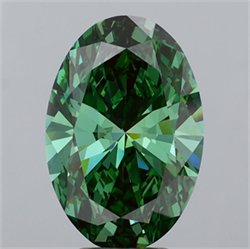 Picture of Lab Grown Diamond 5.00 Carats, Oval with  Cut, Fancy Vivid Green Color, VS1 Clarity and Certified by IGI