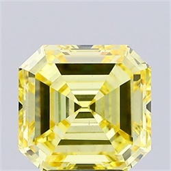 Picture of Lab Grown Diamond 4.01 Carats, Asscher with  Cut, Fancy Intense Yellow Color, VS2 Clarity and Certified by IGI