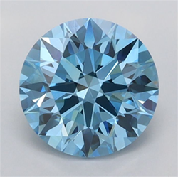 Picture of Lab Grown Diamond 1.51 Carats, Round with Ideal Cut, Fancy Vivid Blue Color, VVS2 Clarity and Certified by IGI