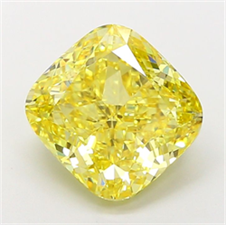 Picture of Lab Grown Diamond 5.07 Carats, CUSHION MODIFIED with  Cut, Fancy Vivid Yellow Color, VS1 Clarity and Certified by IGI